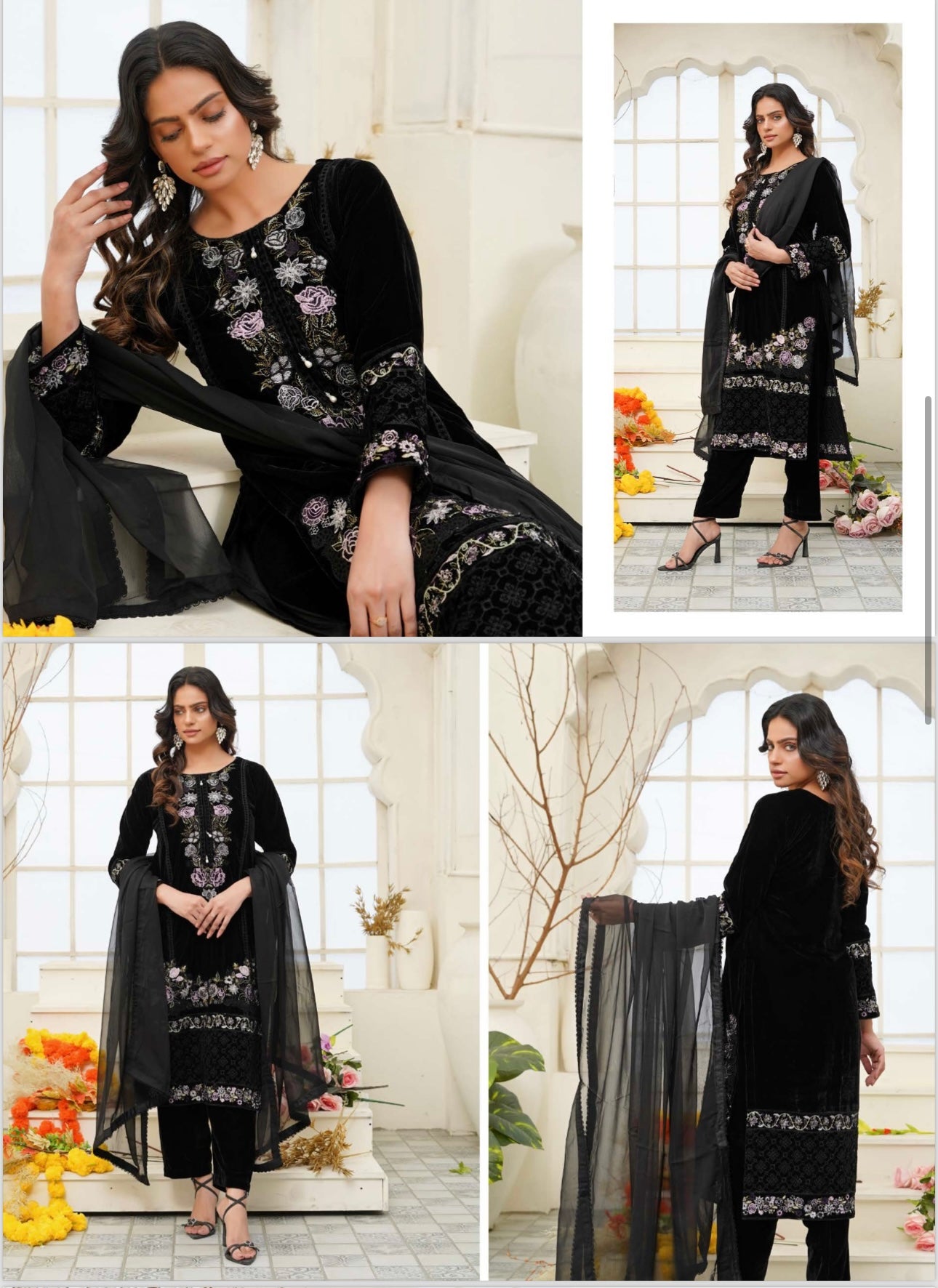 Brit 3 piece luxury Valvet_81042 Pakistani ladies suit lilac B300