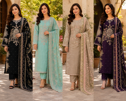ETHNIC 3 piece designer viscous collection ladies dress B747
