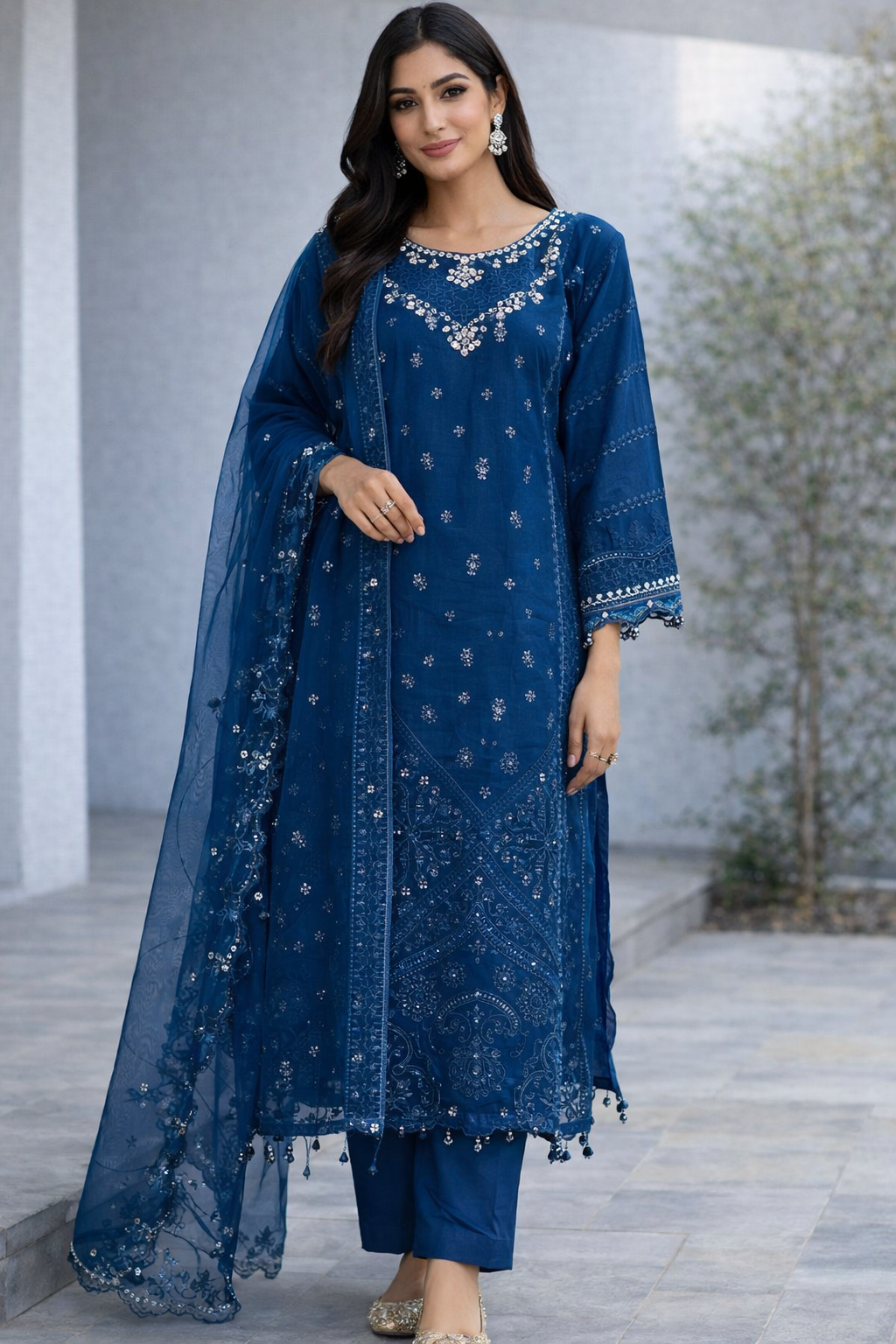 BRIT 3 chicken kari  embroidered Pakistani ladies suit B541