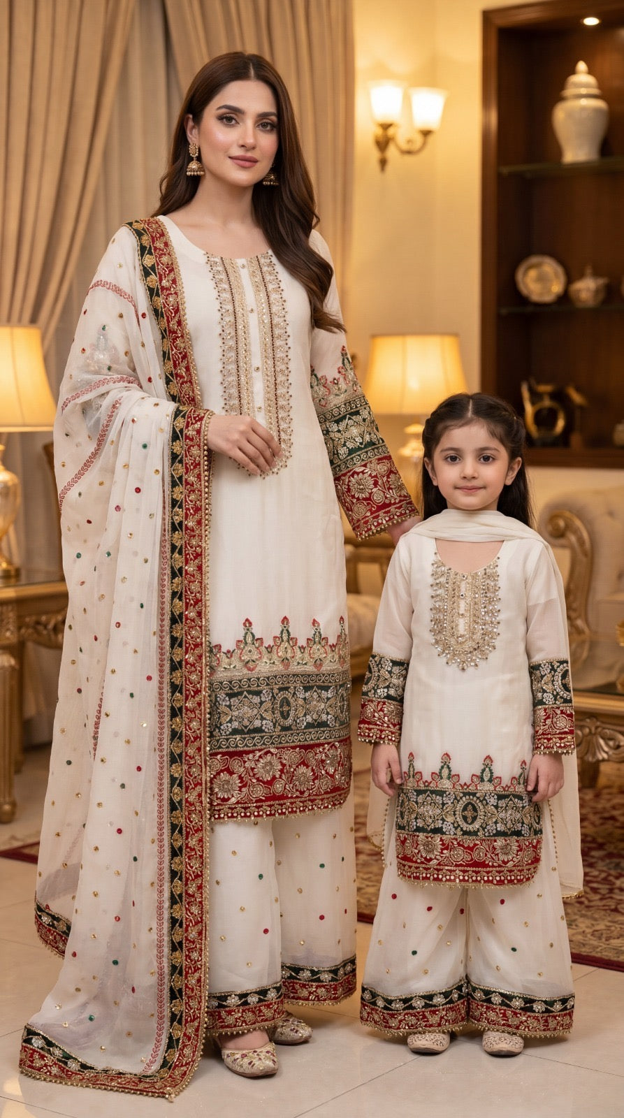 Mother and daughter 3 piece Chiffon collection ladies dress B601