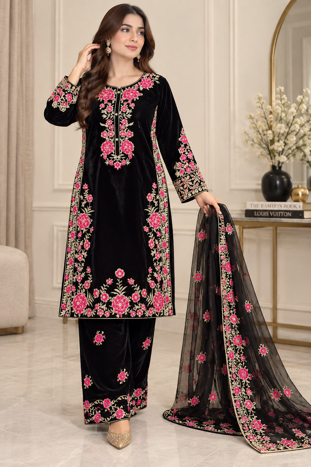 Brit 3 piece luxury Valvet_81042 Pakistani ladies suit B296