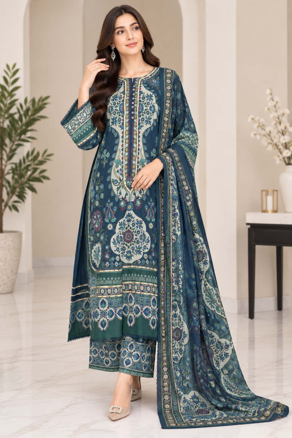 BRIT- GL 3 piece winter cotton designer Kaftaan collection B788