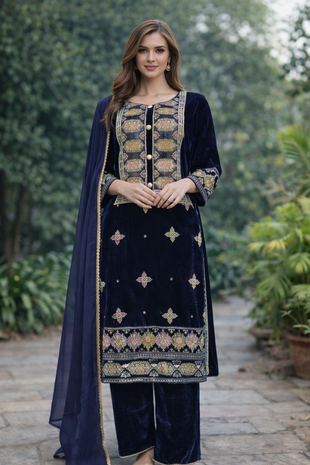 Brit 3 piece Valvet_81042 Pakistani ladies suit B426