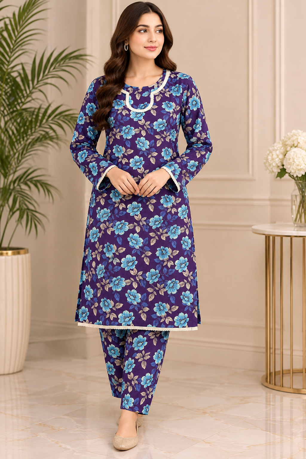 Brit 2 piece linen casual Pakistani ladies suit B561