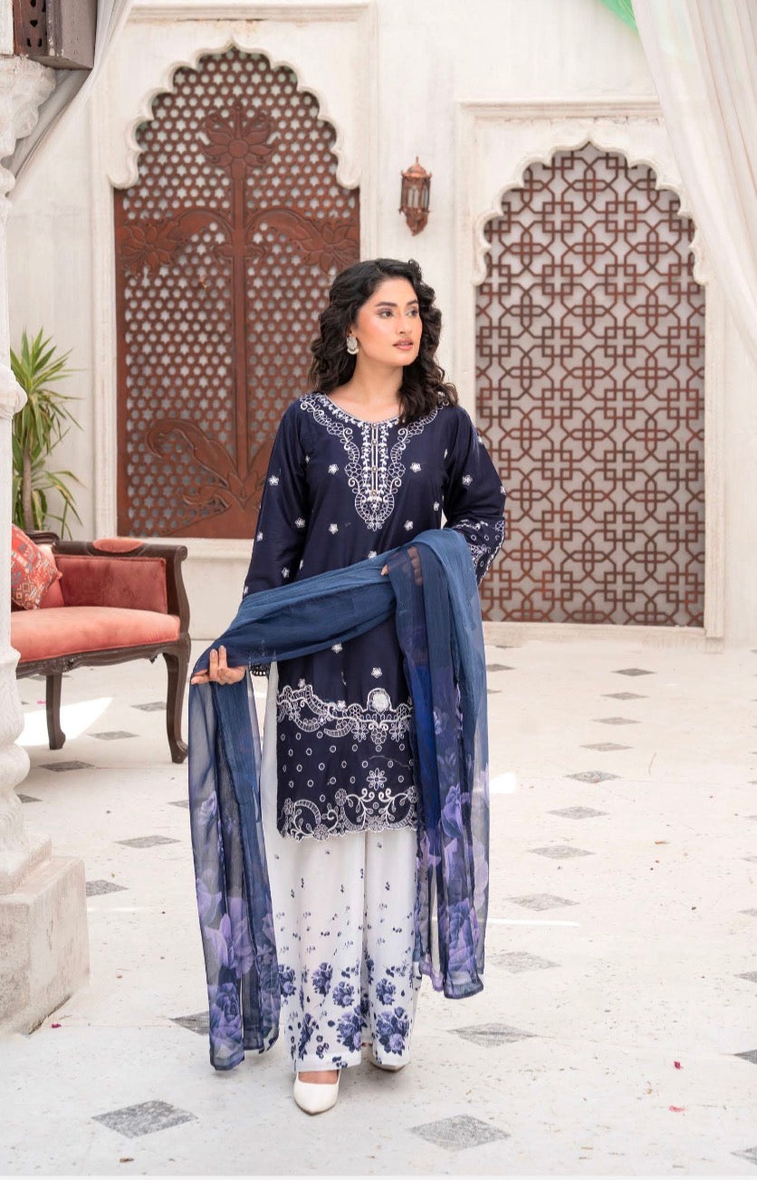 Brit 3 piece luxury lawn collection ladies dress B646