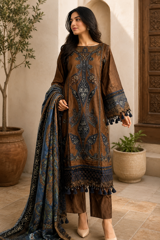 Maria B inspired 3 piece embroidery Lawn ladies dress B604