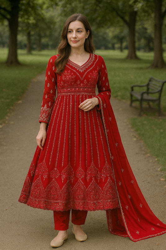 Brit 3 piece luxury chiffon Maxi_81042 Pakistani ladies suit B255