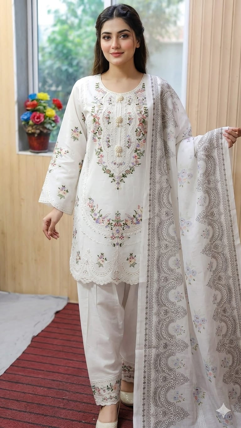 Karma Inspired 3 piece Cotton collection ladies dress B600