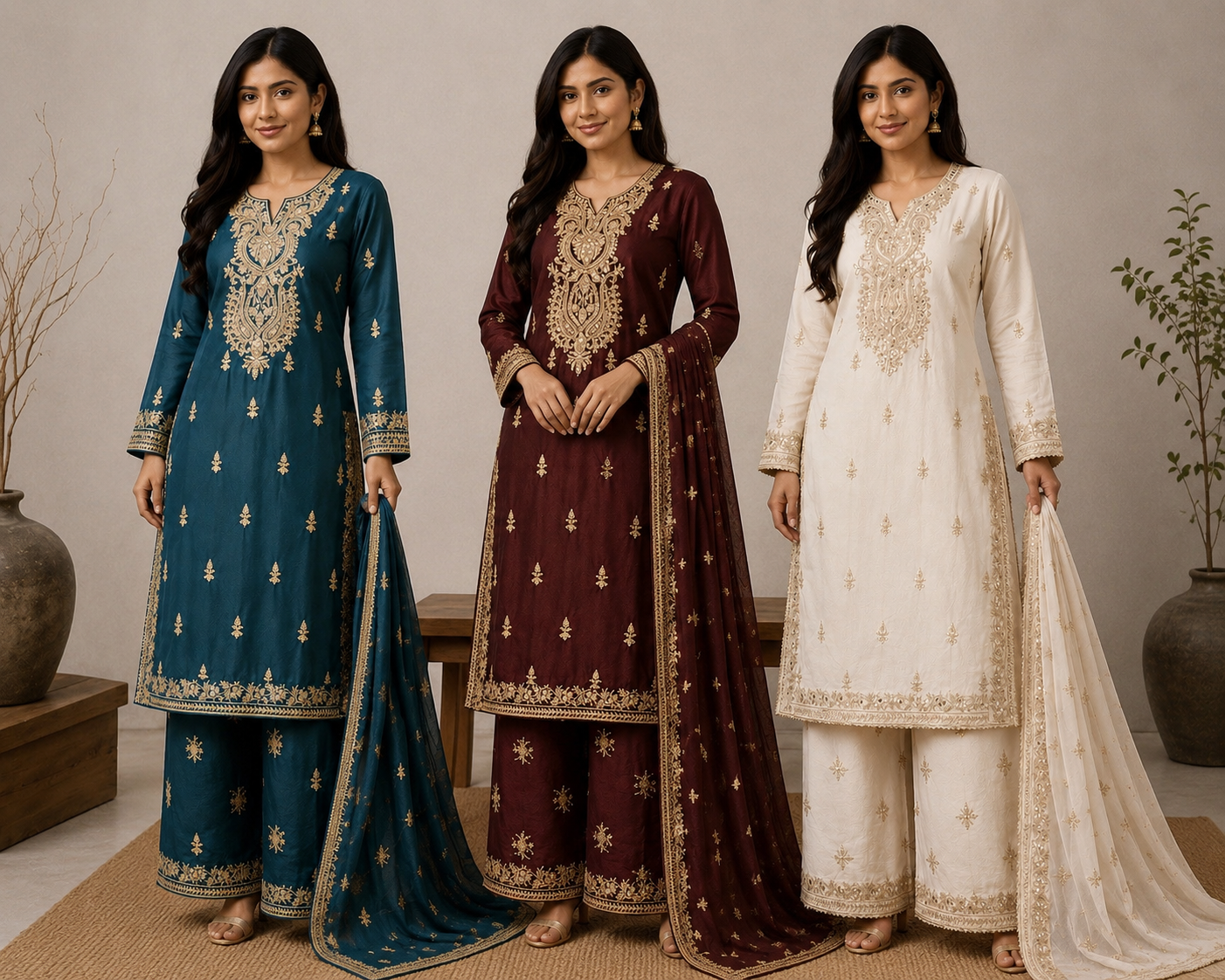 Brit 3 piece embroidered summer viscosecollection ladies dress B626
