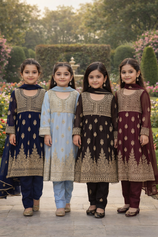 KIDS 3 piece luxury chiffon _81042 Pakistani ladies suit B495