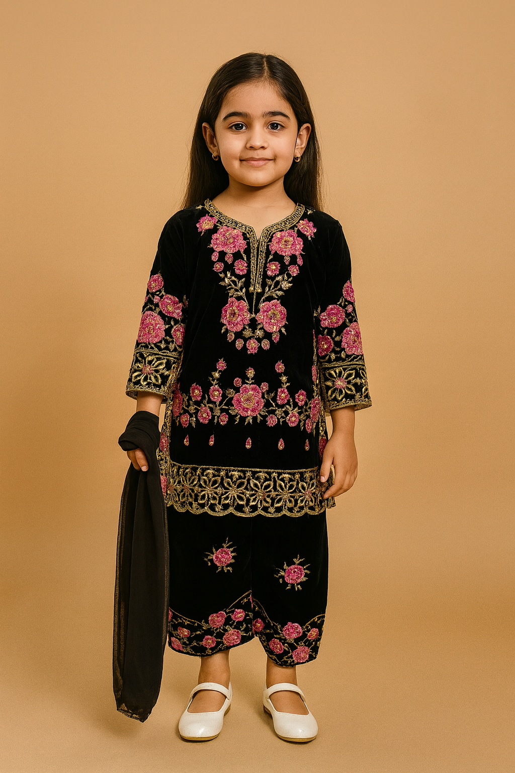 Brit 3 piece Kids luxury Valvet_81042 Pakistani ladies suit_ KIDS B296