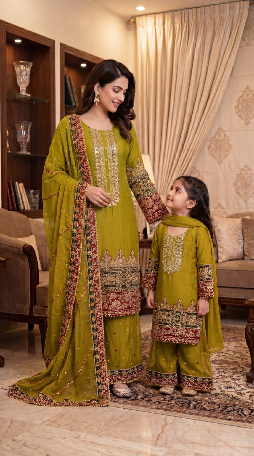 Mother and daughter 3 piece Chiffon collection ladies dress B601