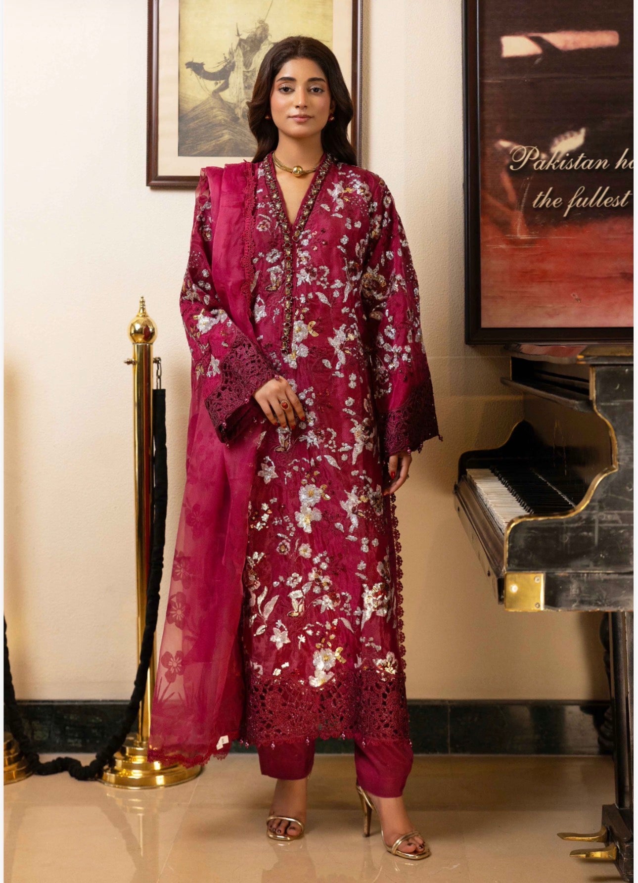 KIDS MARIA B INSPIRED 3 piece Organza embroidered Pakistani ladies suit B529