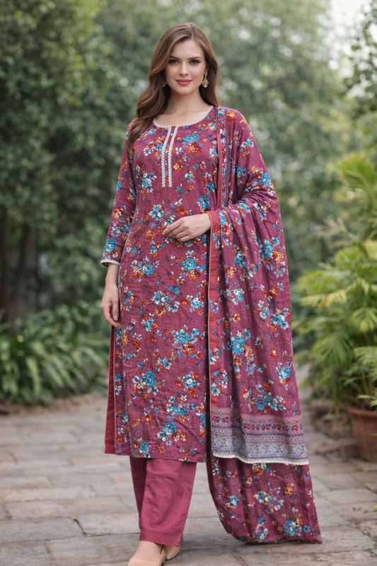 Brit 3 piece Dhanak Pakistani ladies Winter collection suit B398