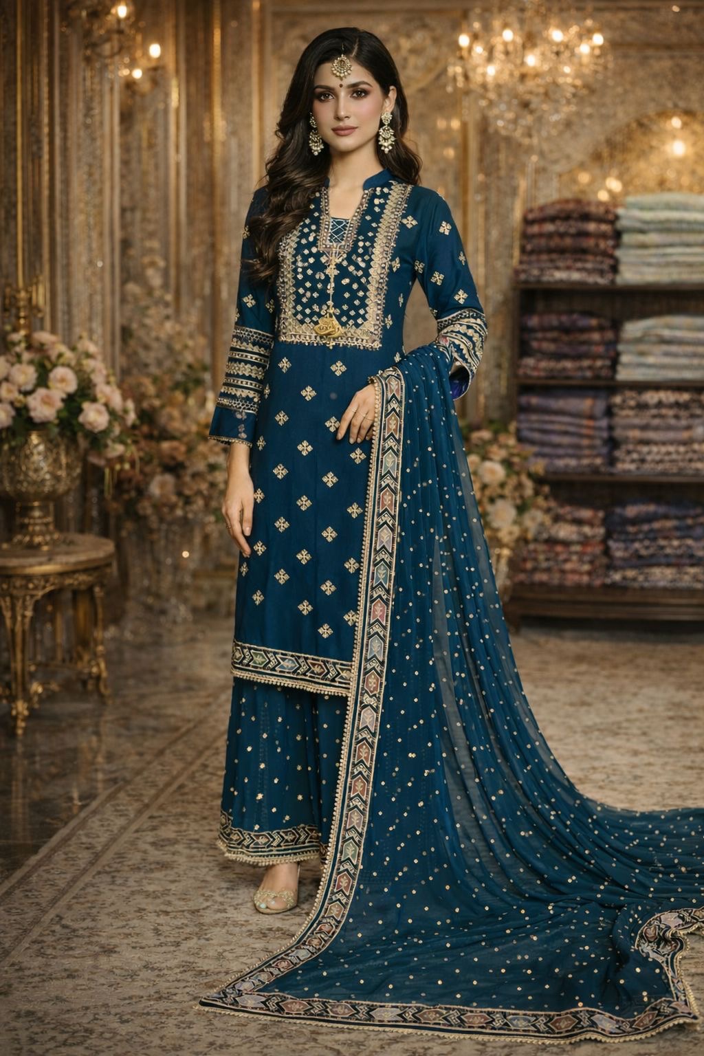 JESMINIE inspired 3 piece luxury chiffon _81042 Pakistani ladies suit B516