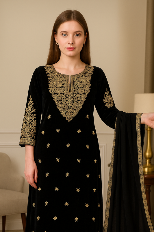 Brit 3 piece velvet_7055 ladies suit black B49