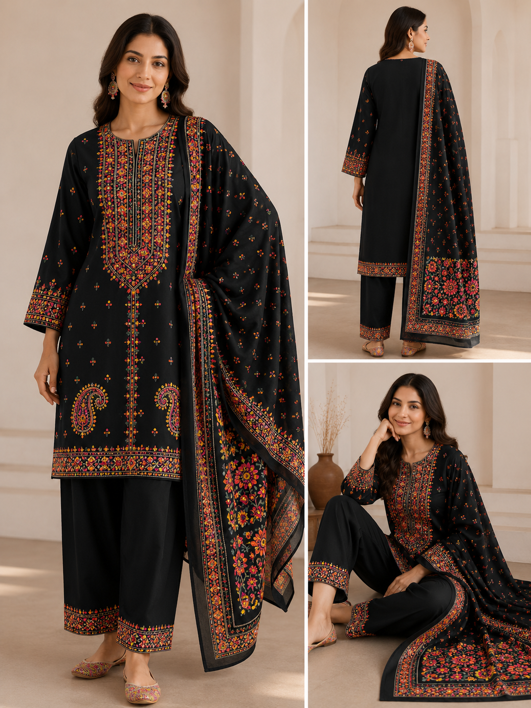 KARMA INSPIRED 3 piece embroidered summer cotton collection ladies dress B620