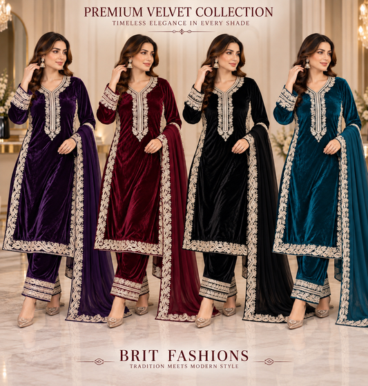BRIT- GL 3 piece valvet designer collection B792