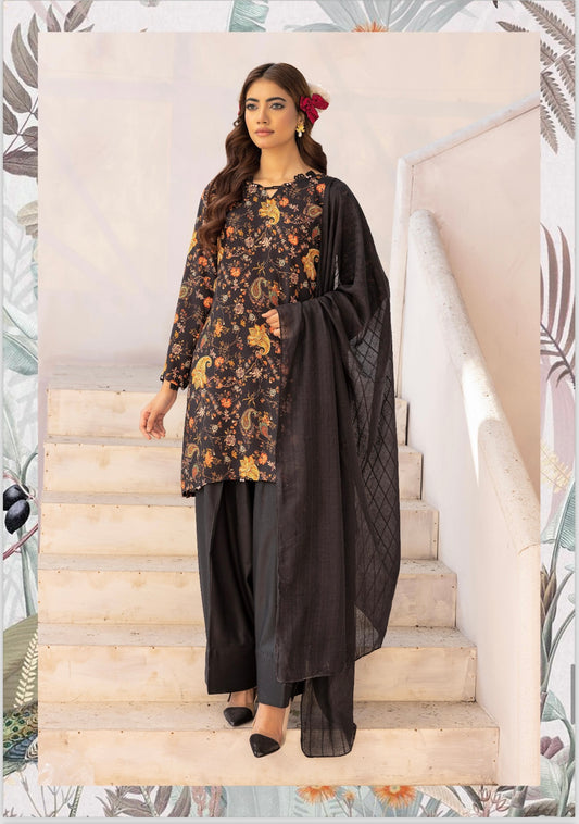 Mairyah print linen 3 piece_4038 Pakistani suits for ladies B263