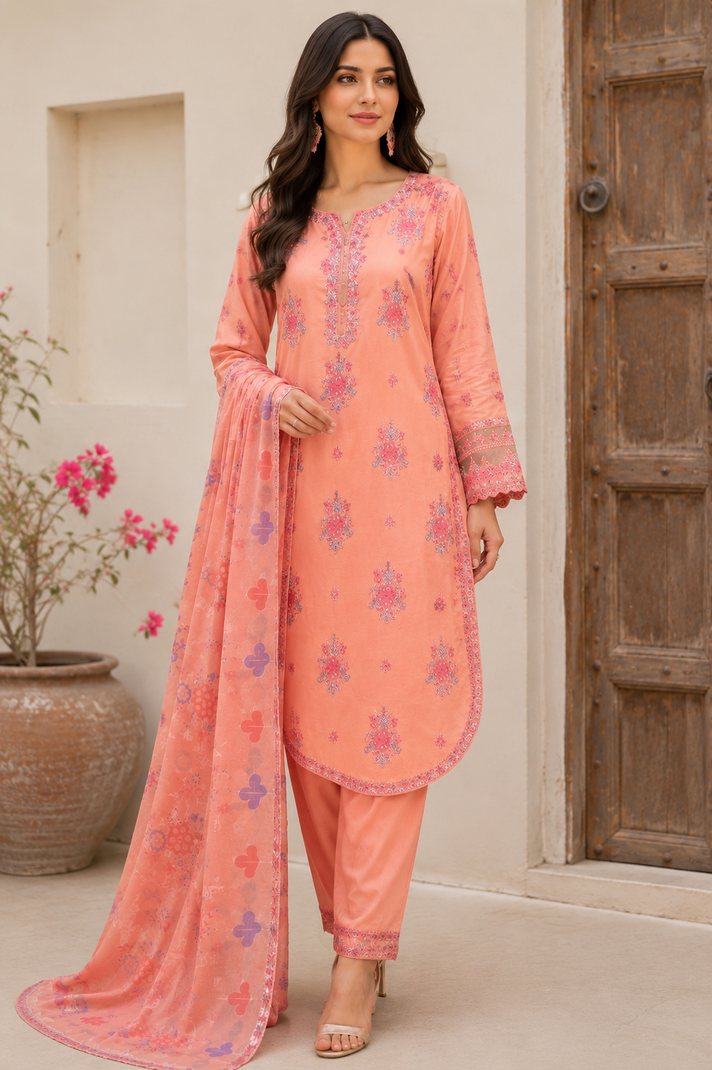 BRIT 3 piece luxury cotton ladies dress B649