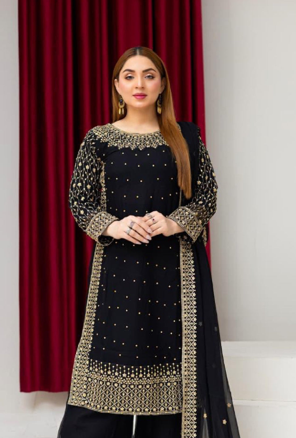 Brit 3 piece luxury VALVET Pakistani ladies Winter collection suit B401