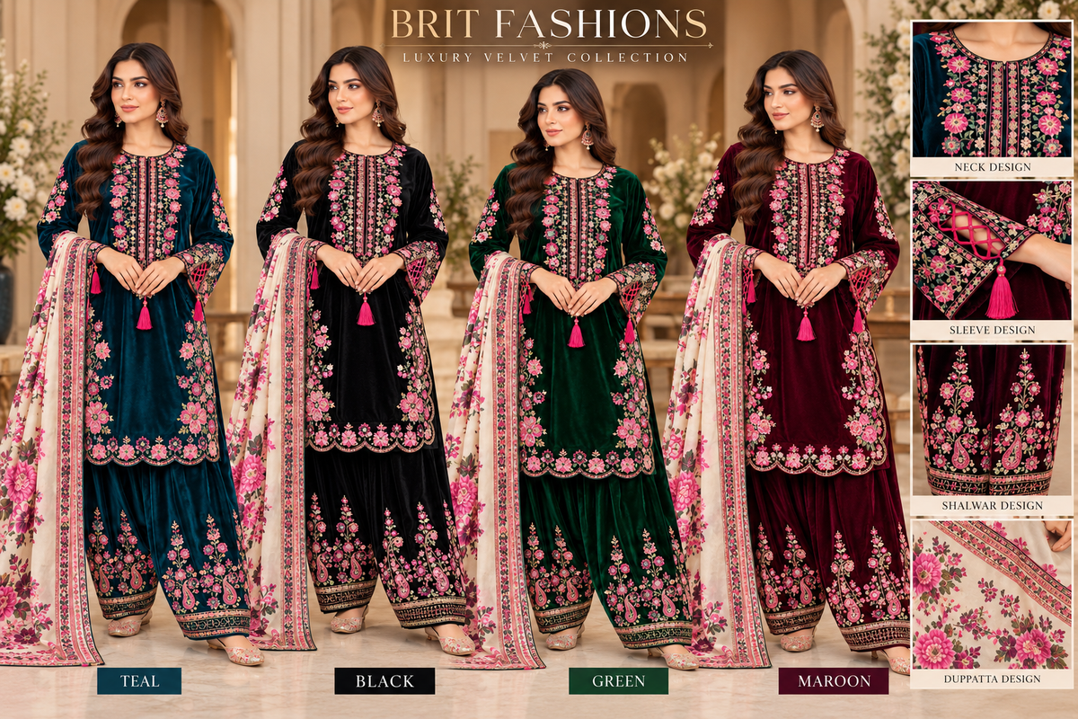 BRIT- GL 3 piece valvet designer collection B795