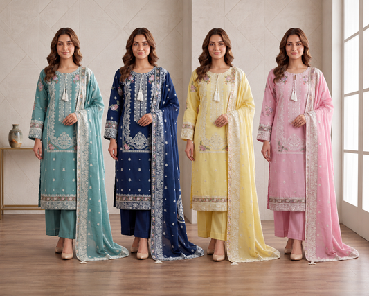 KARMA INSPIRED 3 piece embroidery cotton ladies dress B606