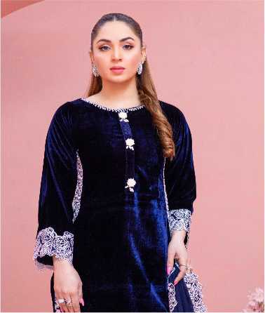 Brit 3 piece velvet_6005 Pakistani ladies suit nevy B1