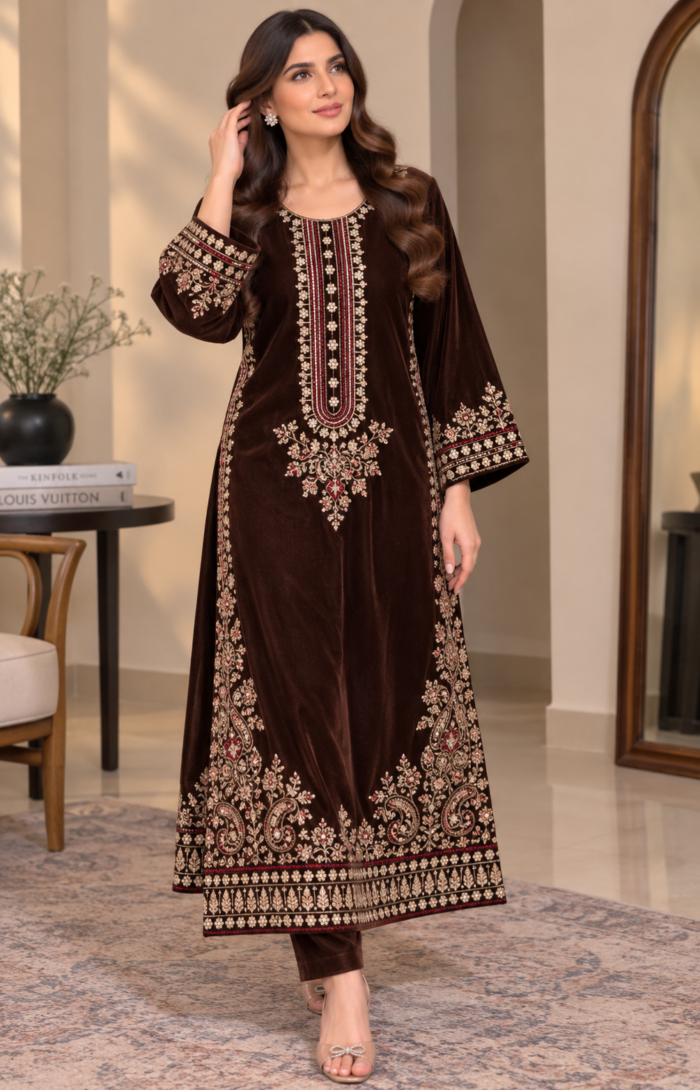 BRIT 2 piece designer Micro Valvet collection ladies dress B734