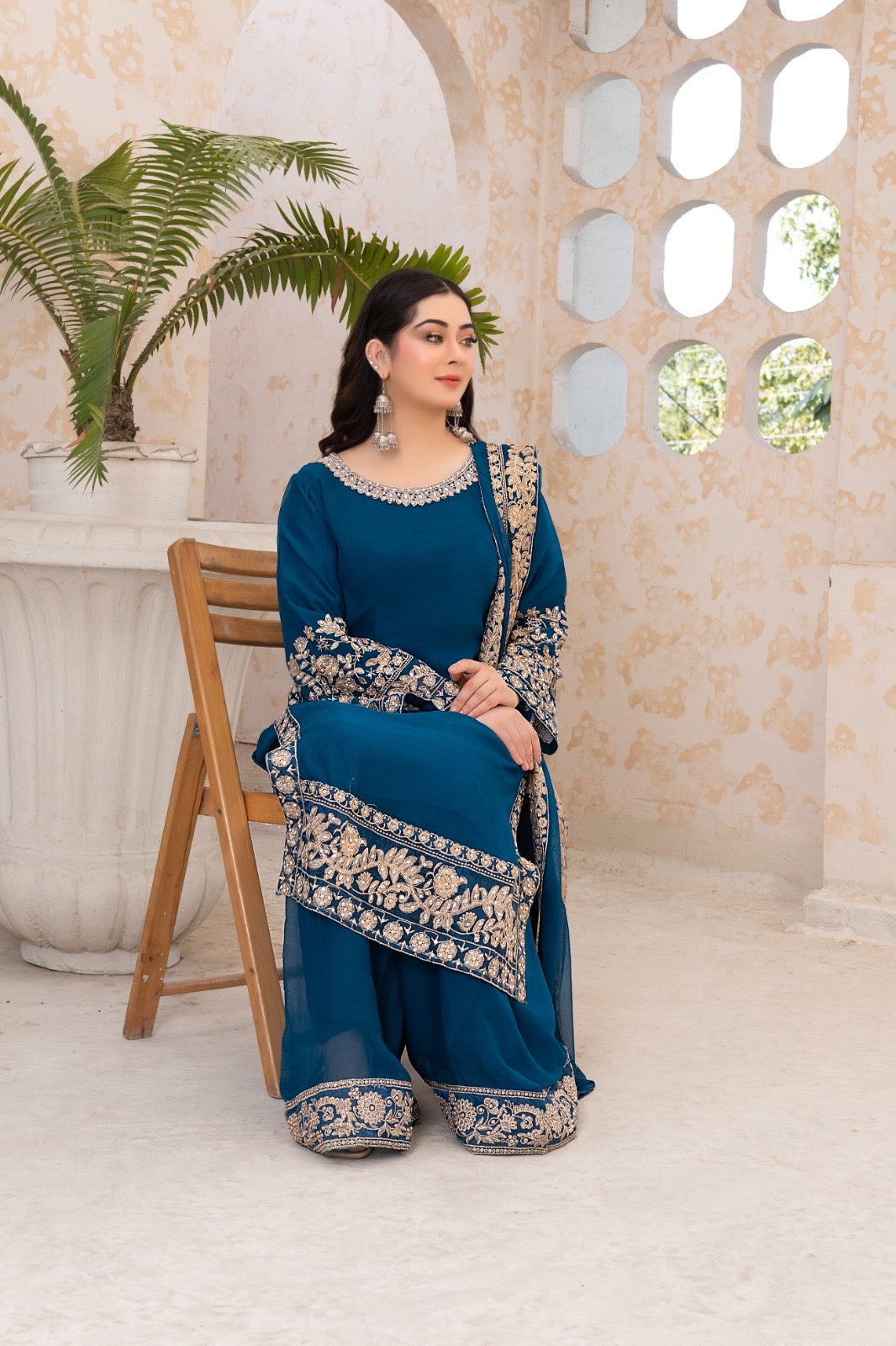 BRIT 3 piece lux CHIFFON_100308 Pakistani ladies suit B159