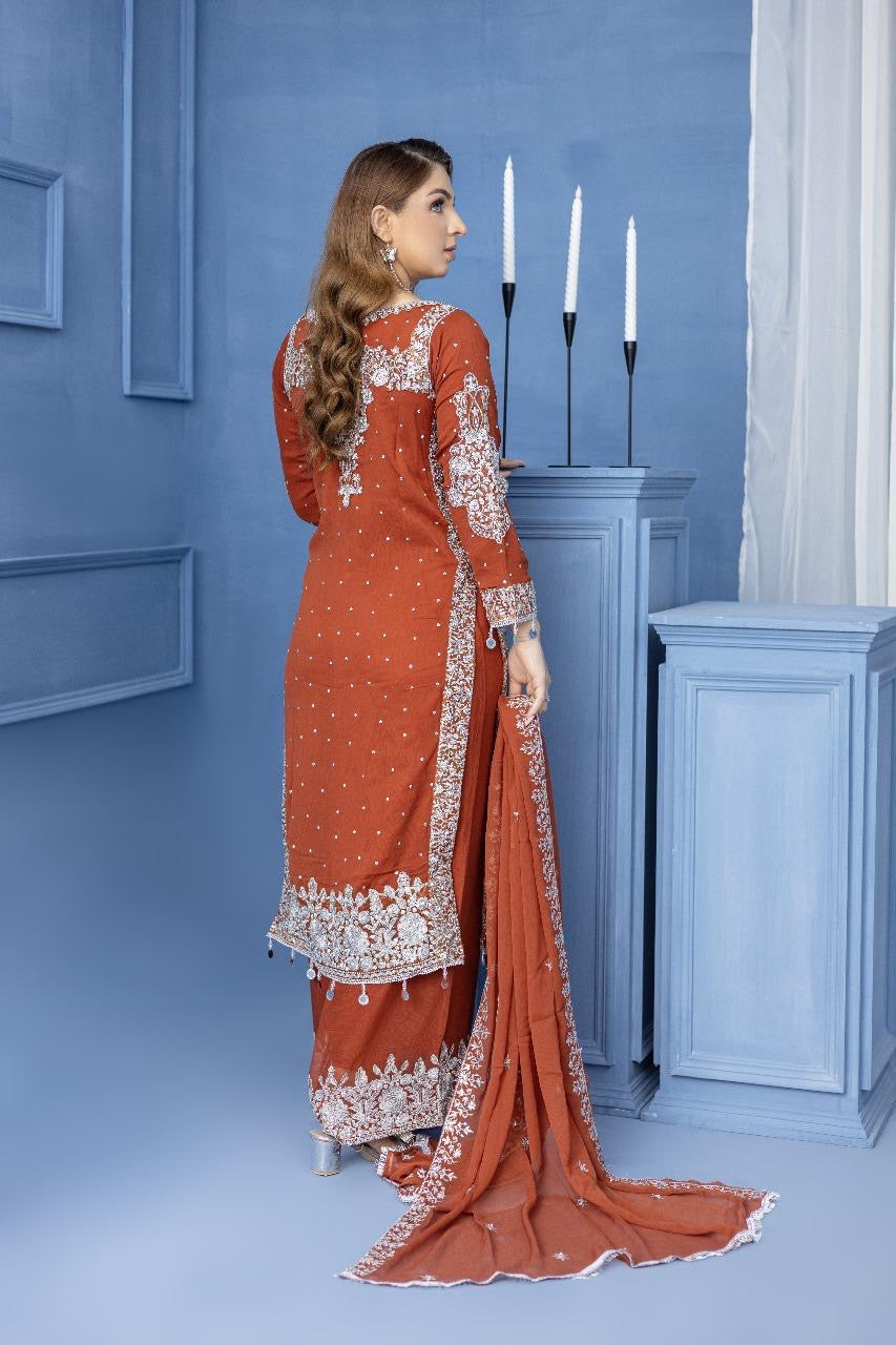 Brit Mother and Daughter 3 piece Chiffon_1000284 orange B92