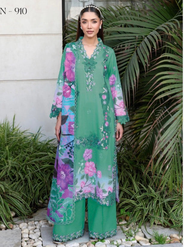 Ramsha 3 piece luxury lawn collection ladies dress B636