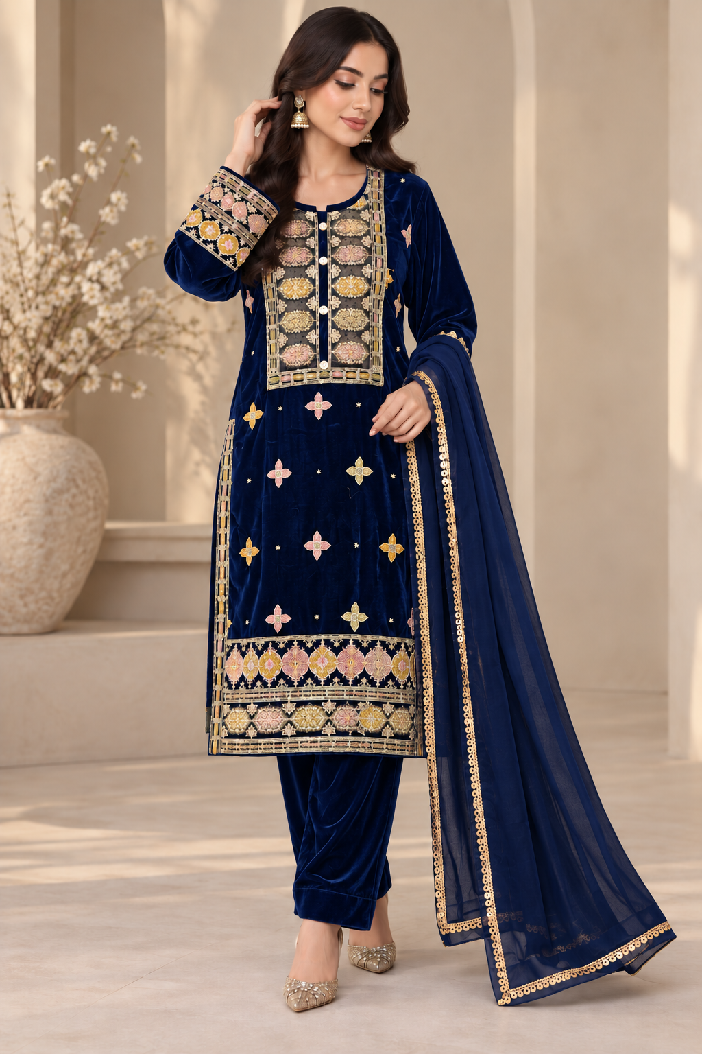 Brit-GL 3 piece Valvet_81042 Pakistani casual suit B426