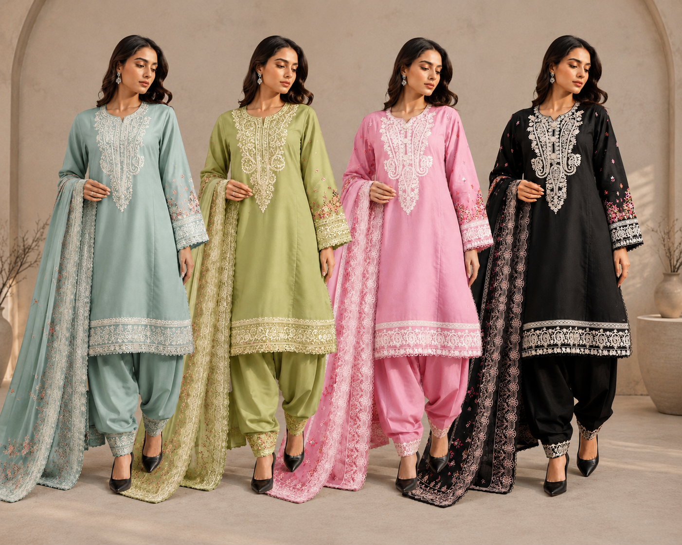 Karma 3 piece embroidered summer cotton collection ladies dress B628