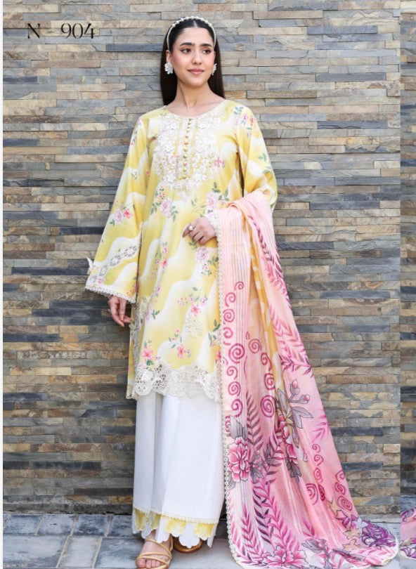 Ramsha 3 piece luxury lawn collection ladies dress B636