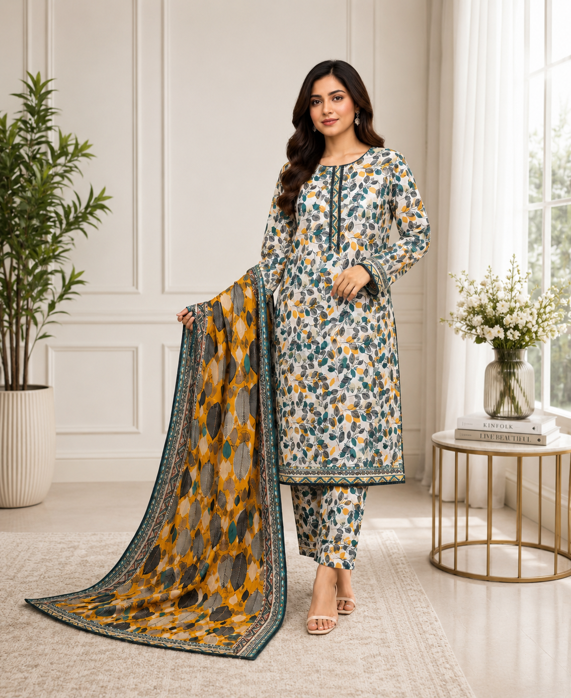 Bin Saeed 3 piece luxury lawn collection ladies dress B671