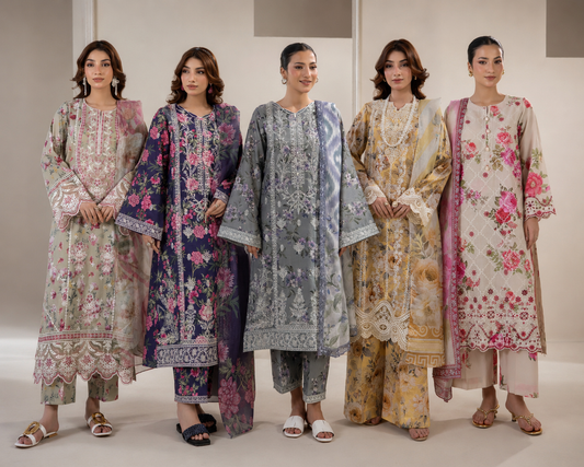 Adan Liba’s 3 piece Lawn cotton original designer embroidered ladies dress B613