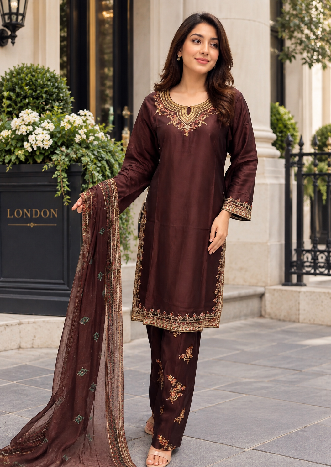 BRIT 3 piece linen collection ladies dress B761