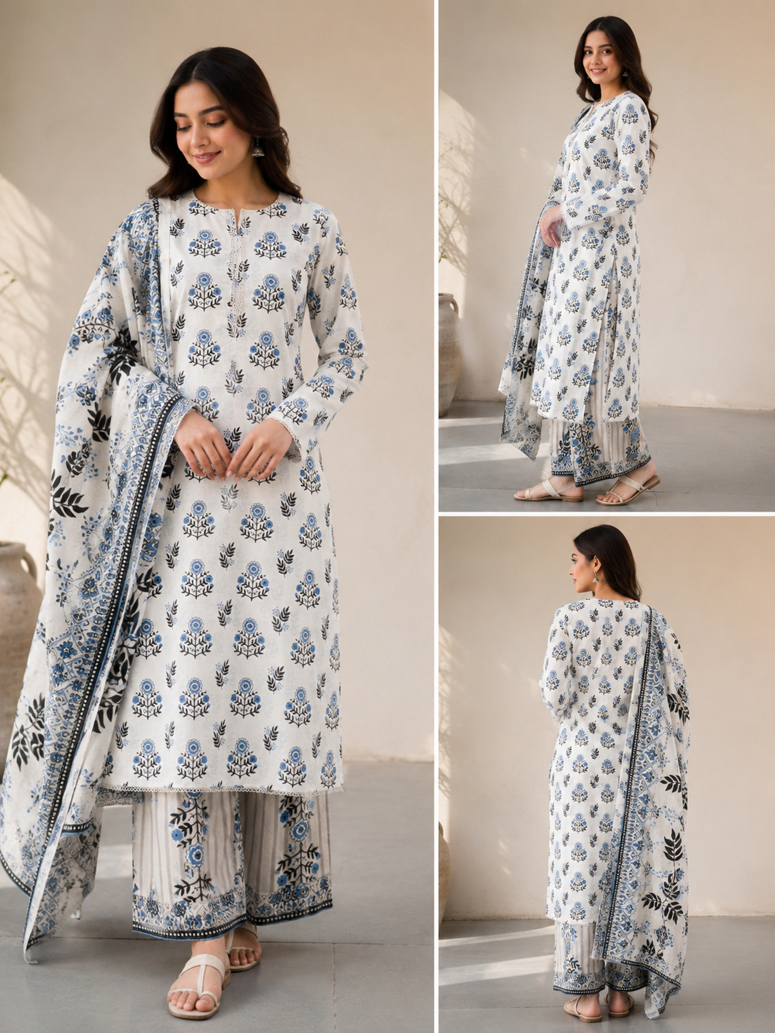 M print inspired 3 piece  luxury lawn_81042 Pakistani ladies suit B631