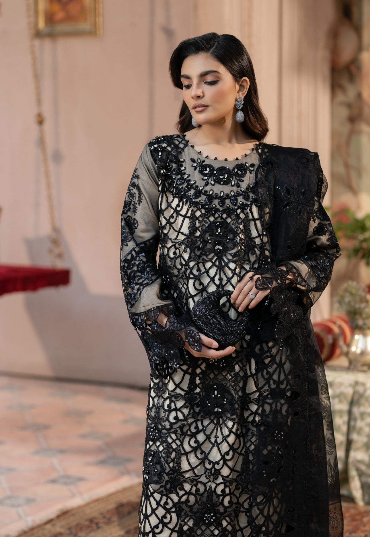 Maria B inspired 3 piece embroidery party wear B309