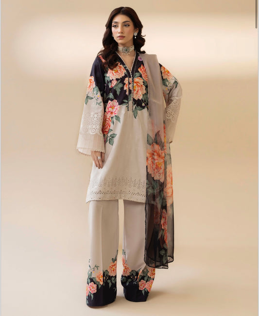 Brit 3 piece Slub Pakistani ladies Winter collection suit B409