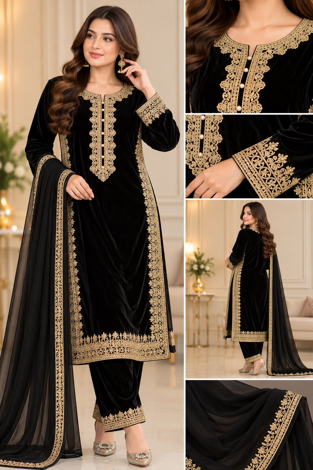 BRIT- GL 3 piece velvet designer collection B812