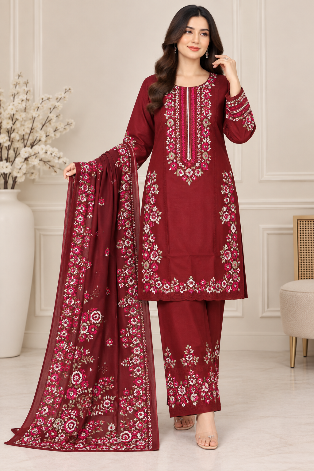 ETHNIC inspired GL 3 piece Viscose collection  dress B768