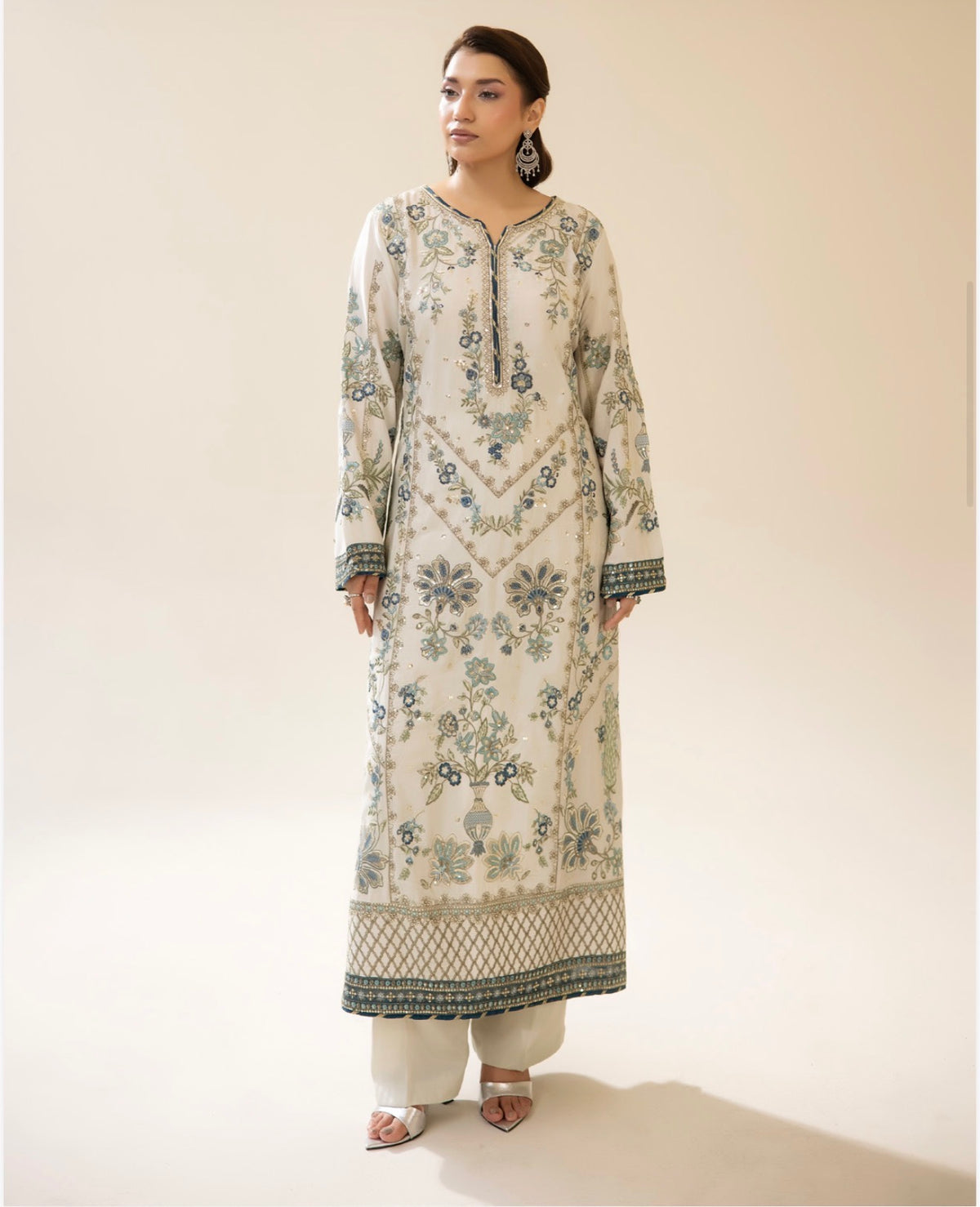 ETHNIC 2 piece Raw silk collection ladies dress B724