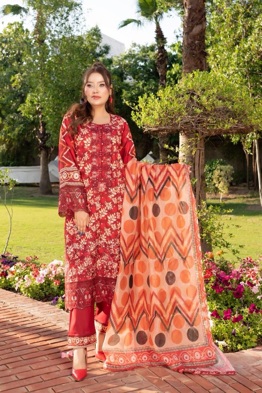 Munira 3 piece ladies Printed Lawn collection B575