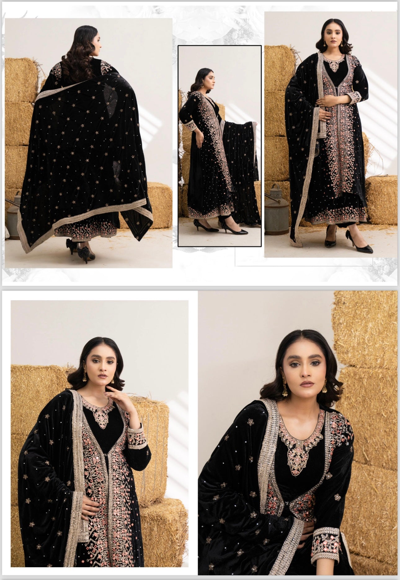 Brit 3 piece luxury Designer Valvet winter Pakistani ladies suit B323