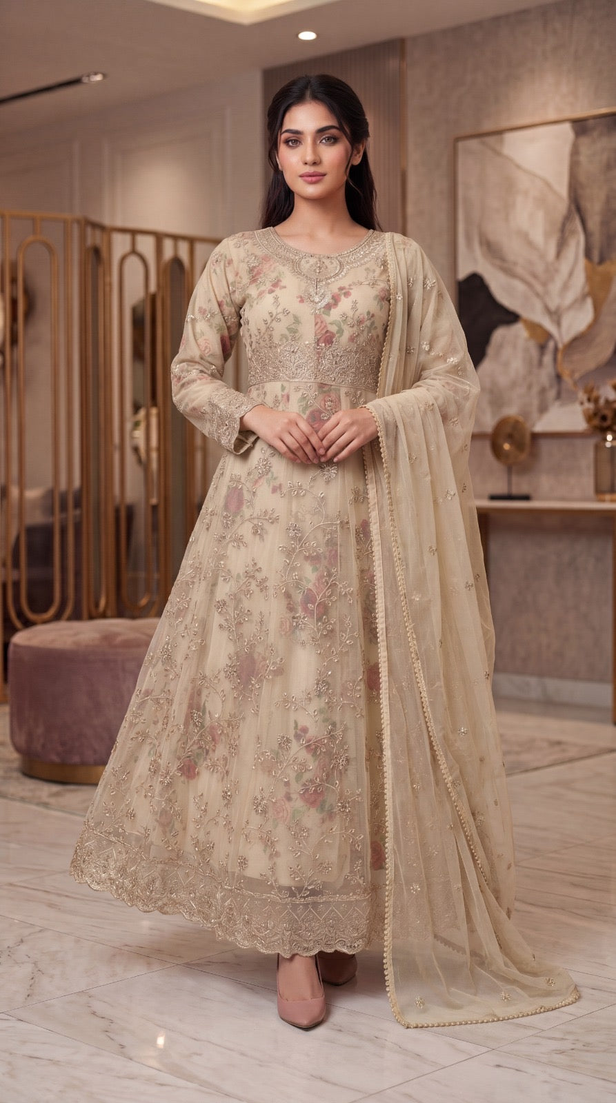 Brit  3 piece Maxi Chiffon collection ladies dress B602