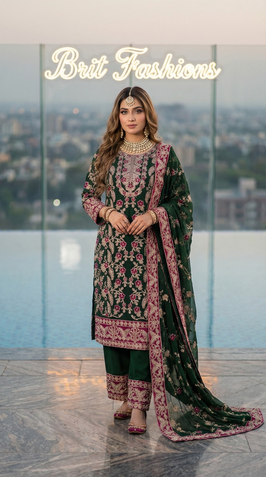 Brit 3 piece luxury Chiffon _81042 Pakistani ladies suit B499