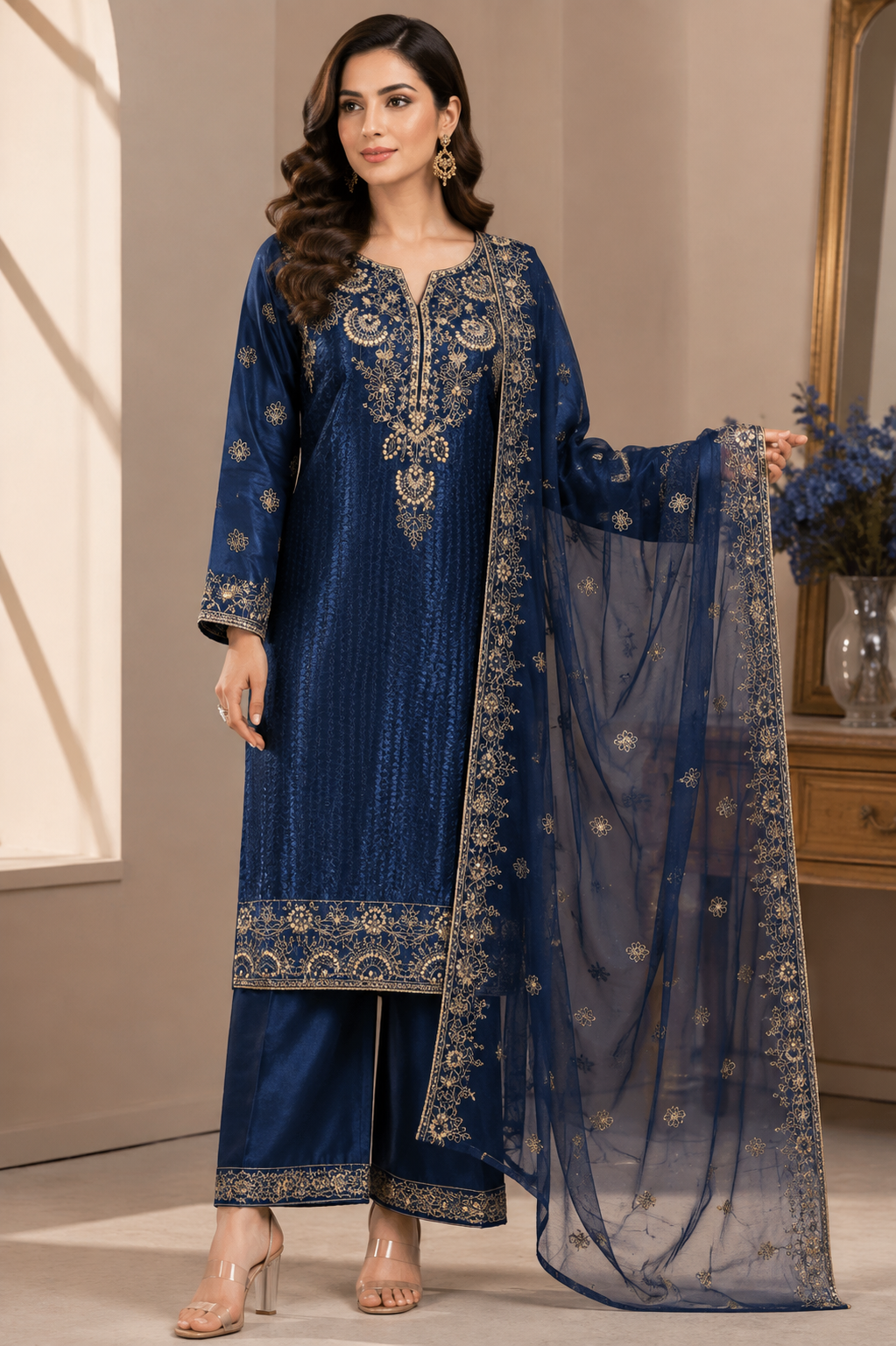 Brit 3 piece luxury silk ladie dress B693