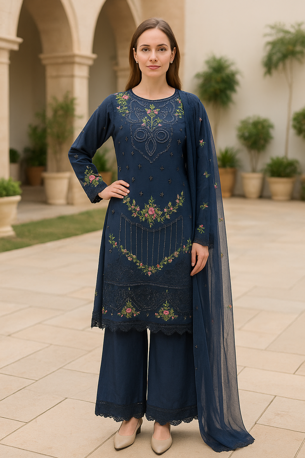 Brit 3 piece luxury chiffon_81042 Pakistani ladies suit B238